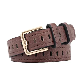 

Men Women Fashion Solid Color Belt New Fashion Casual Wide Long Porous Square Buckle Imitation Leather Belt 2020