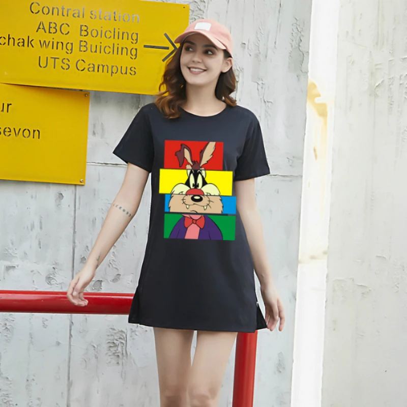 

Women Oversized T-Shirt 2020 Summer Multicolored Wolf Print T Shirt Women Casual Tops Loose Short Sleeve Tshirt Camisas Mujer