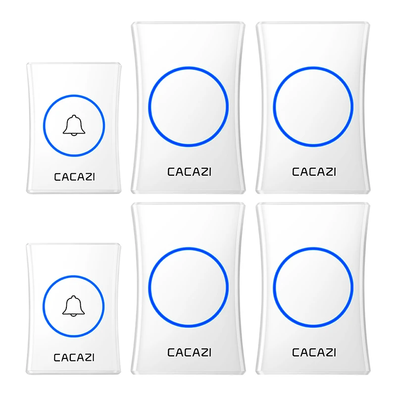 

CACAZI Intelligent Home Wireless Doorbell Waterproof 300M Remote US EU UK AU Plug Cordless Calling Bell 2 button 4 Receiver