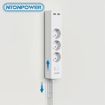 

NTONPOWER Smart Power Strip Socket with Surge Protection EU Plug with Switch Power Outlet Extension Socket for Home&Office Desk