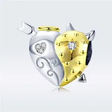 Fit Pandora браслет 925 стерлингового серебра Амура стрелка Рог бусины в форме сердца S925 Белый CZ Маленький Дьявол талисманы DIY ювелирные изделия
