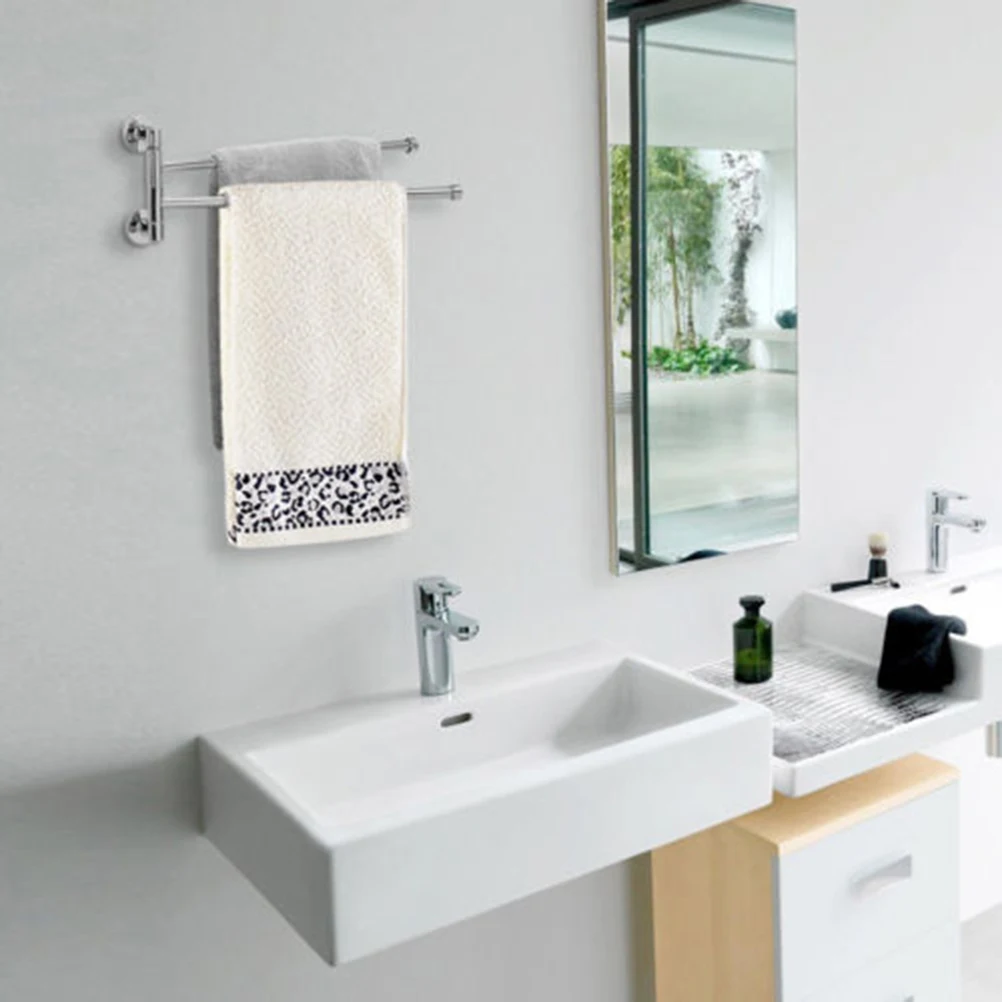 Stainless Steel Towel Storage Rack Rotary Towel Rail Bathroom Kitchen Wall Towels Polishing Bracket Bathroom Accessories