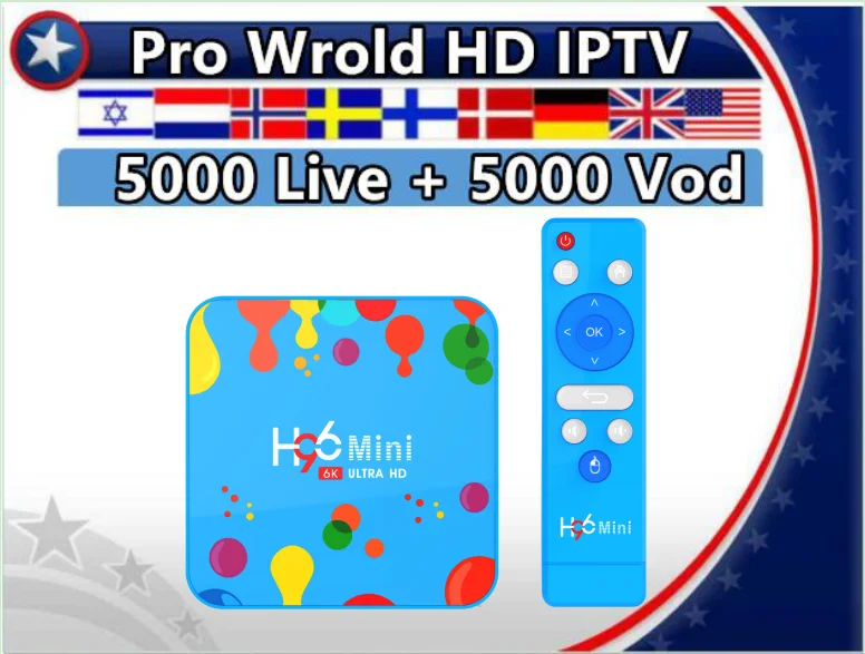 

H96MINI H6 Android 9.0 4/128G Smart TV Box&Pro World HD Subscription Nordic France Netherlands Israel Arabic Hebrew IPTV