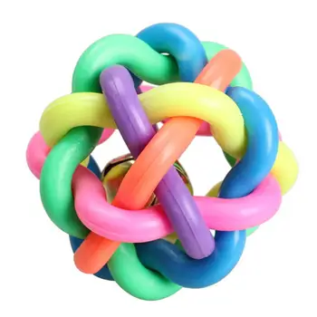 

Colorful Rubber Round Ball Pet Dog Cat Rubber Ball Fun Play Toy with Small Bell Trainning Tool Toy S Size Approx 5.5cm
