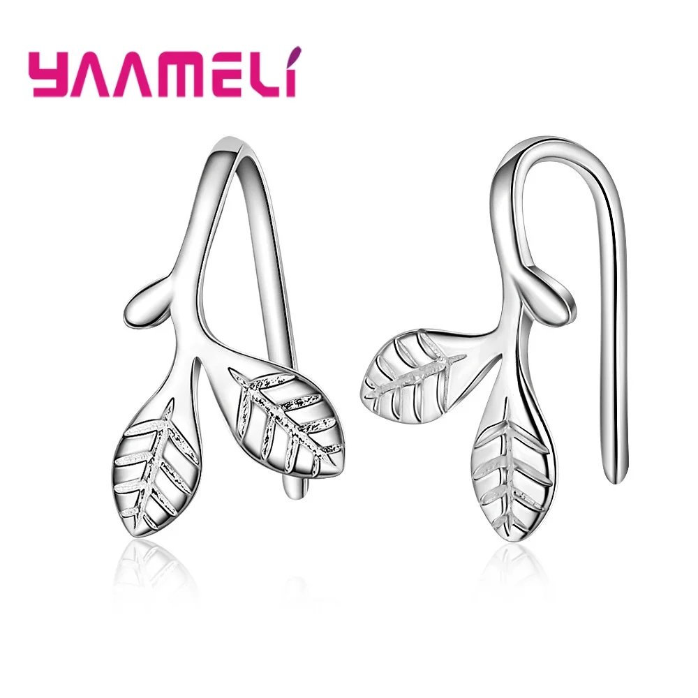 Women Fashion Style Small Type 925 Sterling Silver Green Leave Stud Earrings Hot Wedding/Engagement Party Jewerly | Украшения и