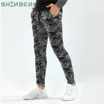 

SHINBENE Quick Dry Camo Fitness Workout Gym Joggers Men Waist Drawstring Running Sport Leisure Pants with Two Side Pockets