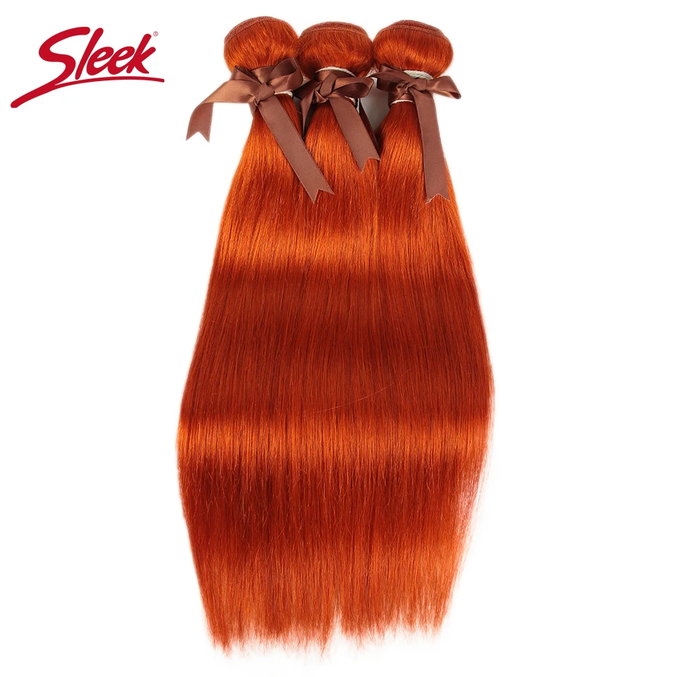 Гладкие оранжевые бразильские пряди с фронтальной прямой кружевной фронтальной пряди 8-28 Remy человеческие волосы плетение 3 пряди с закрытием