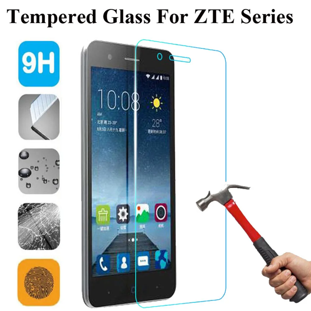 Защитное стекло закаленное 9H HD для ZTE Blade A510 A512 A452 GF3 L3 L6 L110 V6 V7 X3 X5 X7 X9 S6 D6 Z9
