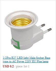 1/2Pcs E27 LED light Male Sochet Base type to AC Power 220V EU Plug lamp Holder Bulb Adapter Converter + ON/OFF Button Switch