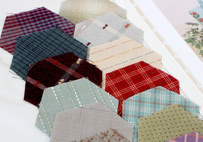 3.8cm hexagon Grandmother garden 50 pcs/lot Yarn-dyed fabric DIY Handmade patchwork quilts cotton countryside Stripe