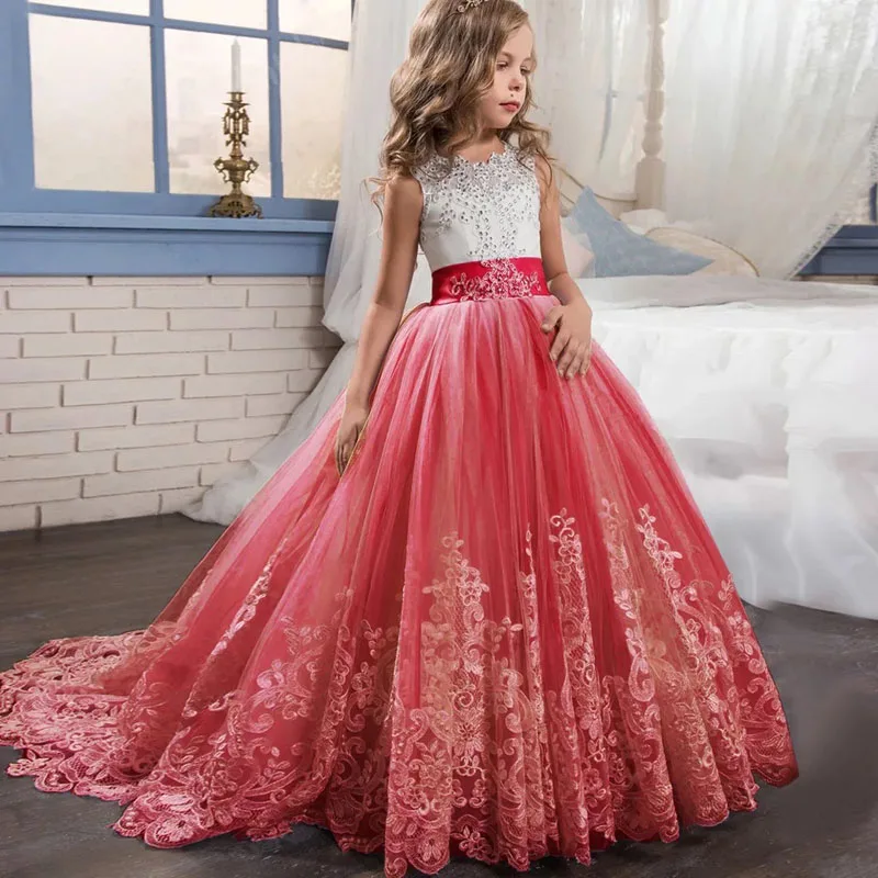 Элегантное платье принцессы для девочек от 4 до 14 лет; свадебные платья для девочек; вечернее платье для дня рождения; одежда для детей; Vestido