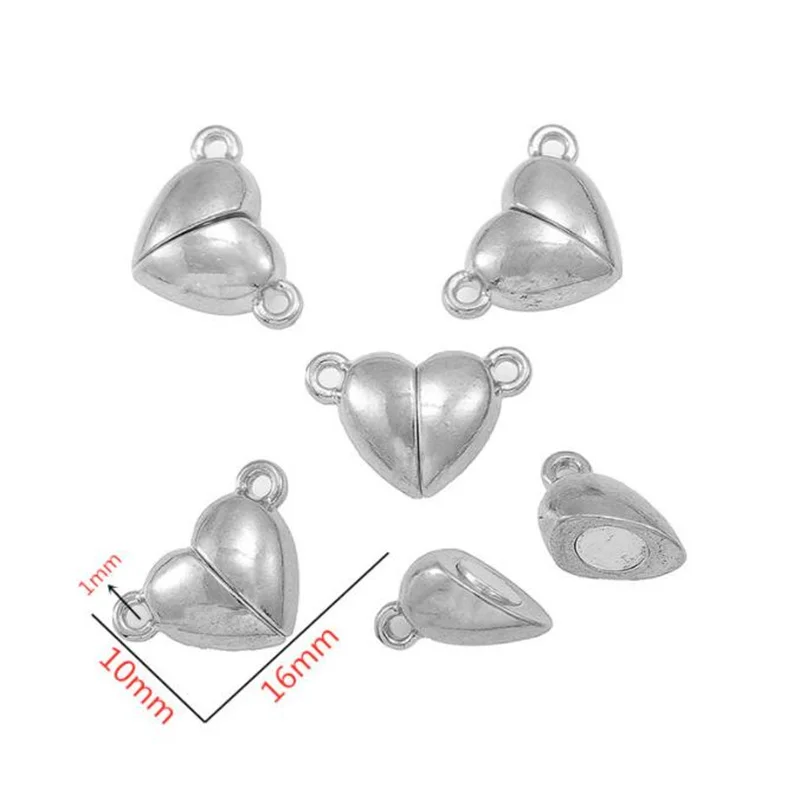 2pc Stainless Steel Gold Heart Magnetic Clasps Bal Ball Bead Clasp Buckles  for Bracelet Necklace Jewelry