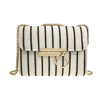 

Zebra Stripes Small bag women 2020 versatile texture canvas ins messenger bag high-level feeling foreign air chain bag trend