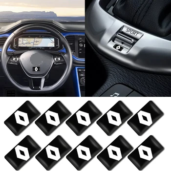 

10pcs New Car Style Decorative Badges Steering Wheel Decal Sticker For Renault Megane 2 3 Duster Logan Clio Laguna 2 Captur Car