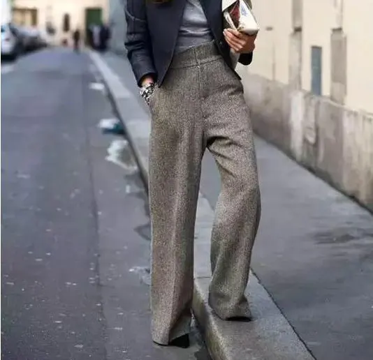 2020 Autumn/Winter Women Pants High Waist Wide Leg Pants Straight Femme Chic Thicken Long Pant Female Long Trousers Streetwear 2020 Autumn/Winter Women Pants High Waist Wide Leg Pants Straight Femme Chic Thicken Long Pant Female Long Trousers Streetwear