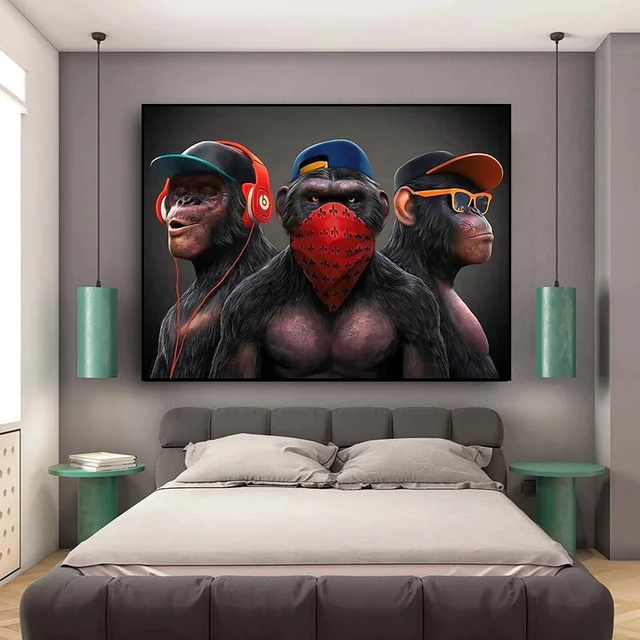 Pôsteres e Impressões de Macacos Engraçados, Animal Pop Art, Luxo, Crazy  Gorilla Canvas, Pintura de Parede, Decoração da Sala, Moda - AliExpress