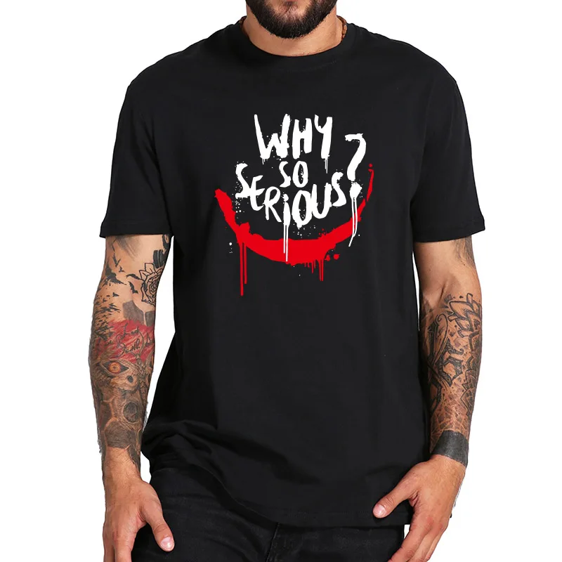 Joker T shirt Pennywise Why So Serious Cool Digital Print Black Short Sleeved 1005 Cotton Clown T shirt EU Size