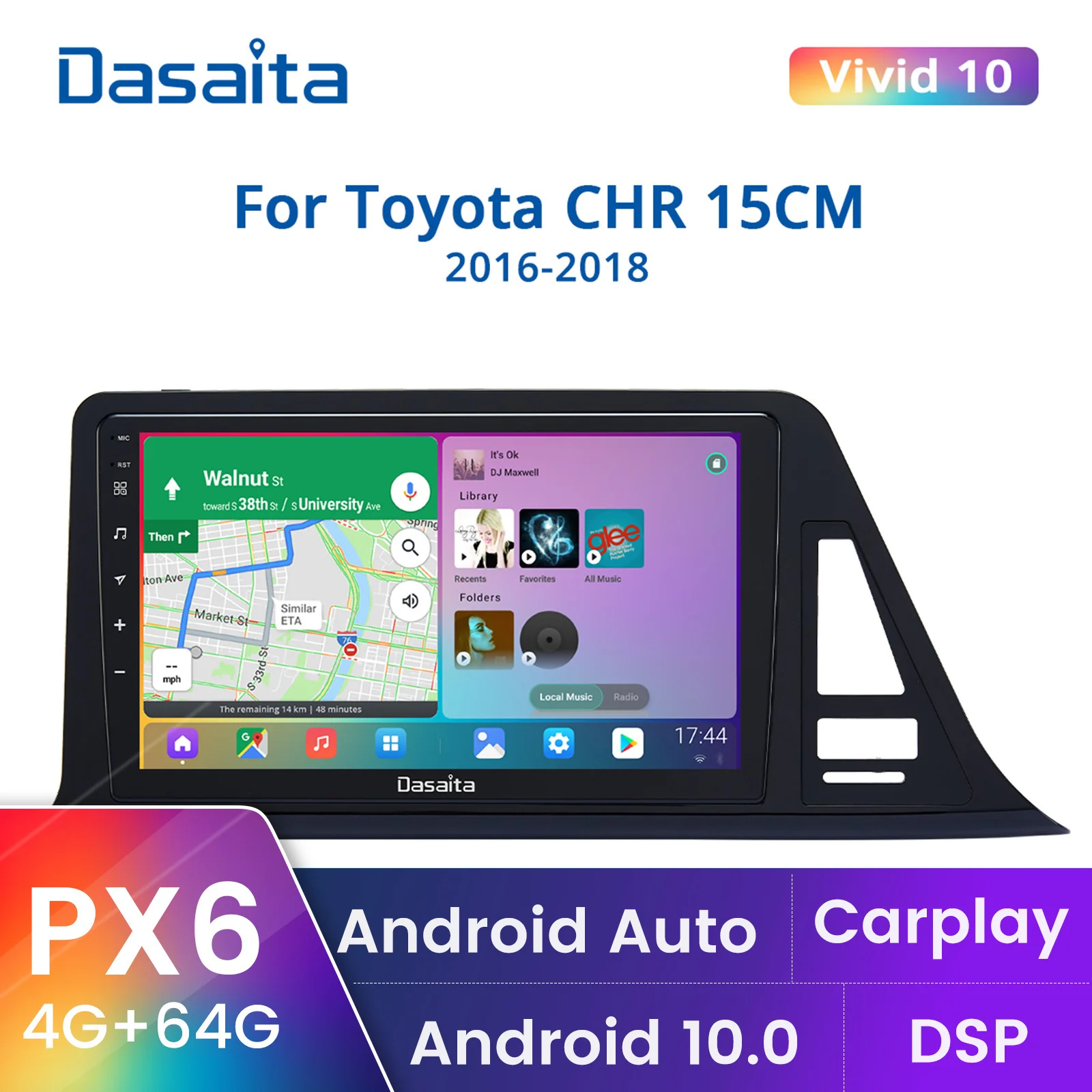 

Dasaita For Toyota CHR 15CM Europe version Car stereo android Apple Carplay Android Auto 4G 64G GPS IPS DSP 1280*720