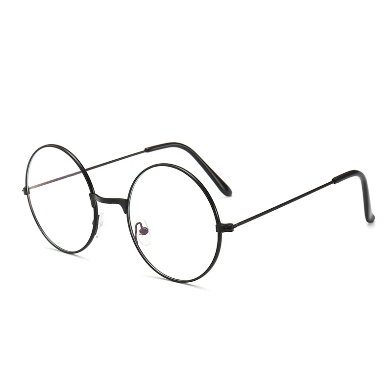 Женские очки, оптическая оправа, металлическая круглая оправа, прозрачные линзы, синий светильник, очки для мужчин, компьютерные очки, игровые очки - Цвет оправы: hei bai pian