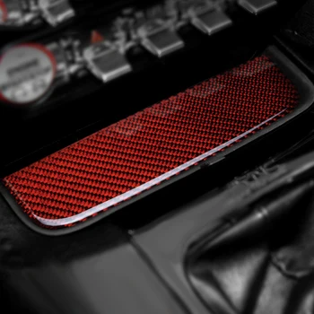 

For Ford Mustang 2015-2019 Red Carbon Fiber Interior Storage Box Mat Cover Trim