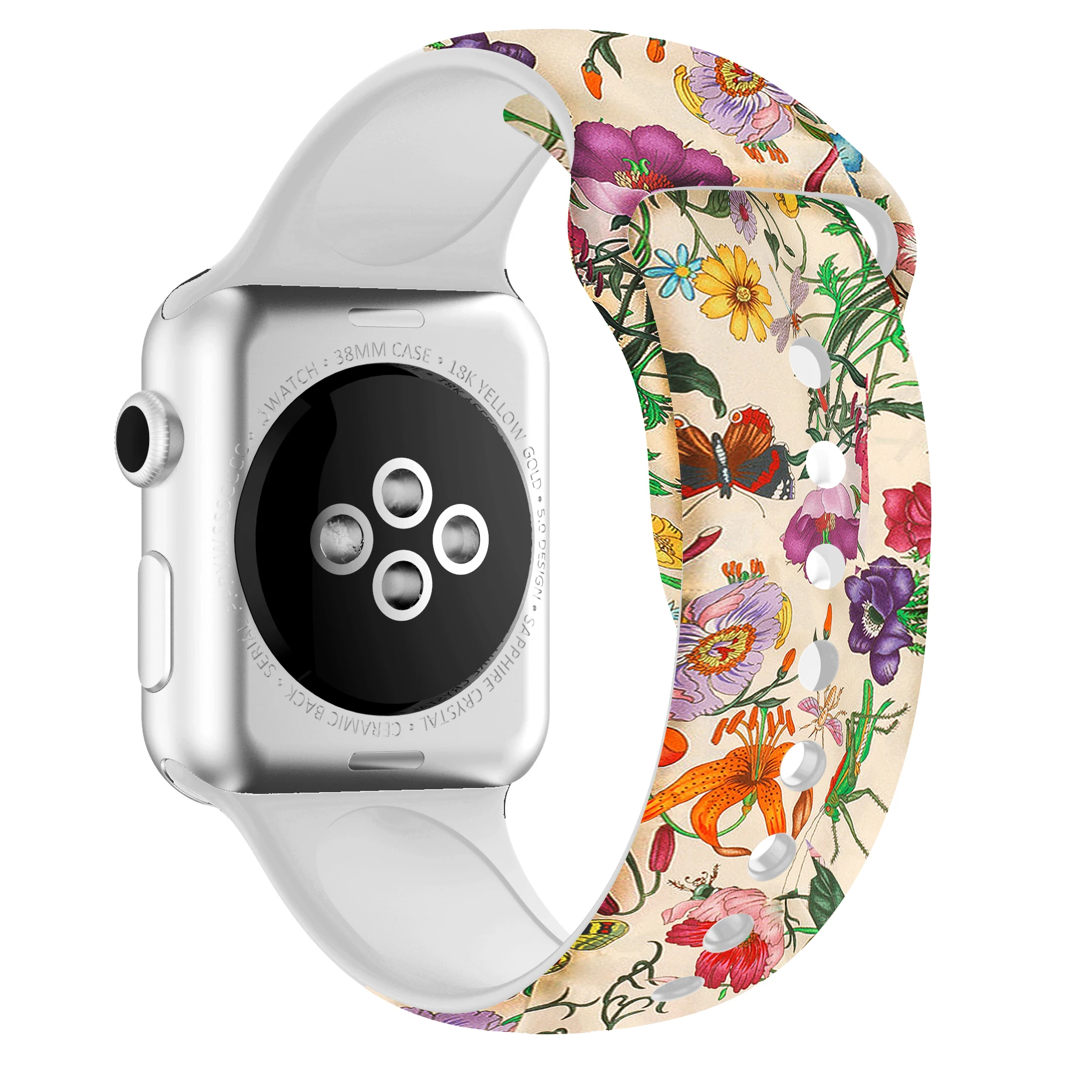 40mm 44mm Silicone Christmas Band For Apple watch 5 4 3 2 1 Bands Floral Printed Strap for iWatch Series 5 4 3 2 38mm 42mm Gifts