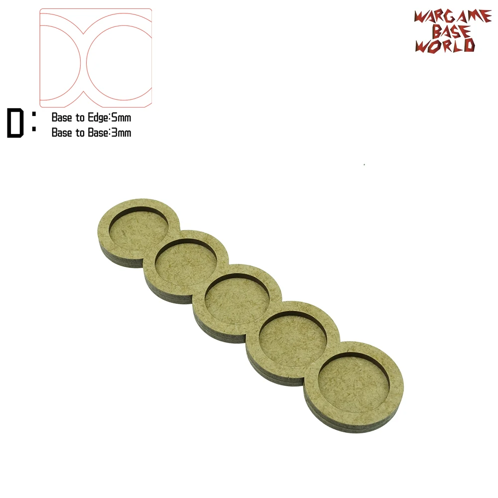edge5basetobase3 Wargame Base World- Movement Tray- 5 round 25mm- Line Shape MDF - Цвет: edge5basetobase3