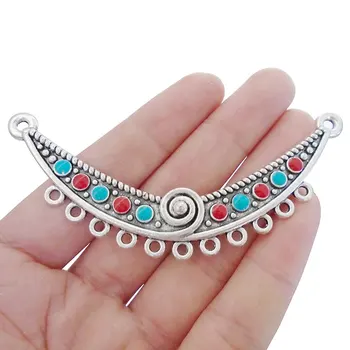 

6 x Enamel Crescent Chandelier 11 Bailors Multi Strand Connectors Pendants Necklace Jewelry Makings Findings