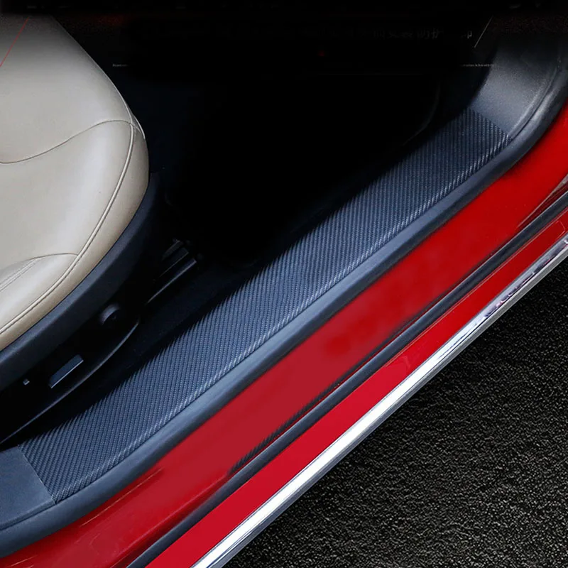 4 шт. Накладка на порог двери автомобиля порога Шаг пластины из углеродного волокна из искусственной кожи автомобиля-Стайлинг для Kia Cerato Stinger Sportage Niro Rio