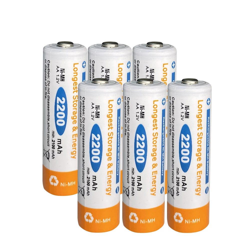 

analong 6pcs rechargeable battery aa nimh 1.2v batteria battery rechargeable 2200mah for remote control