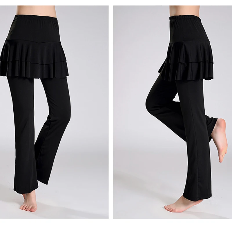 Latin Dance Skirt Women Yoga Pants Latin Dance Divided Skirt Milk Silk Fitness Square Pants Clothing dance skirt dance pants