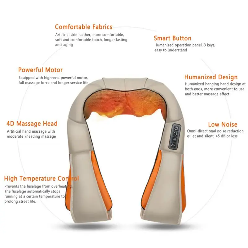 U shaped Electric Shoulder Massager For Family Car Shiatsu Neck And Back Body Massager Infrared Heating 3