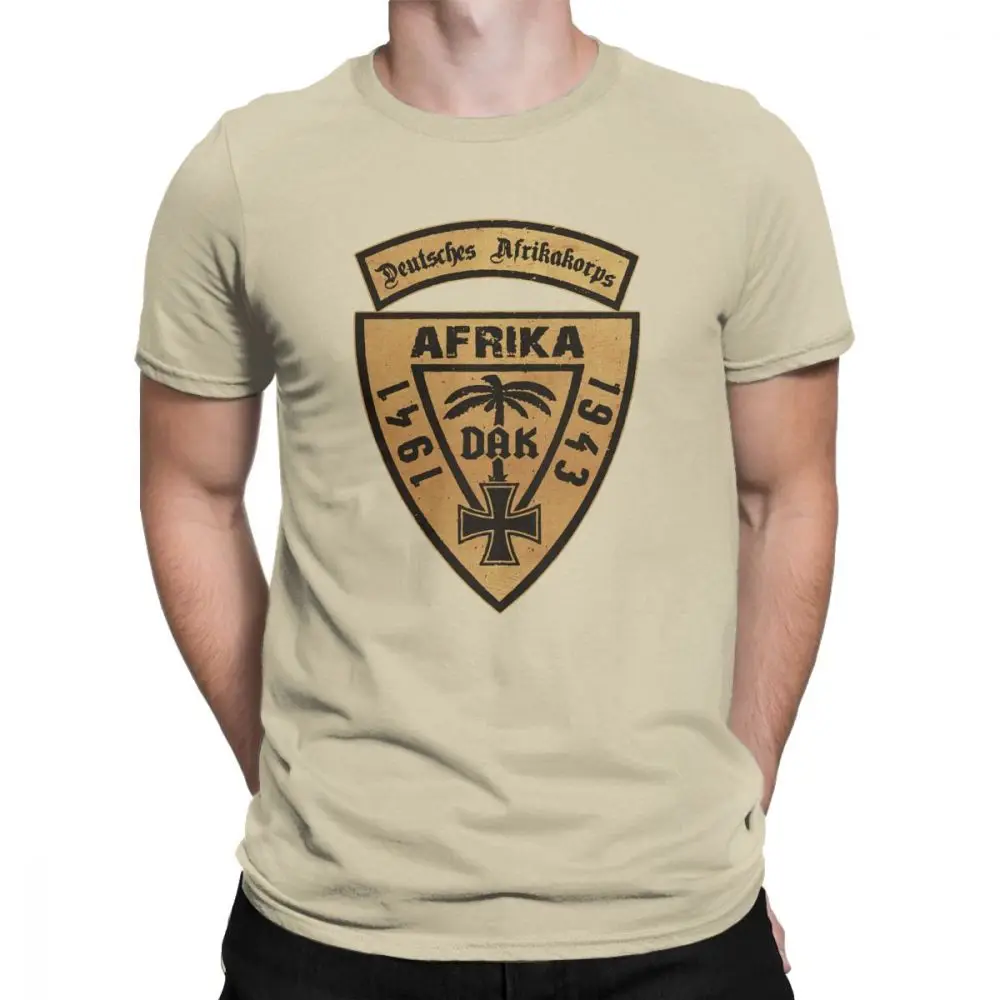 Wehrmacht футболка для мужчин Slim Fit с круглым вырезом хлопковая Футболка DAK Deutsches AfrikaKorps Африка 1941-43 футболки с графическим принтом Одежда - Цвет: Хаки