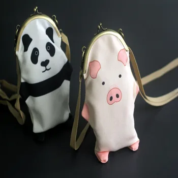 

Cute Children Purse Handbag Girl Phone Bag Wallet Cartoon Pig/Panda Canvas Kid Shoulder Bag Women Monederos Para Mujer Monedas