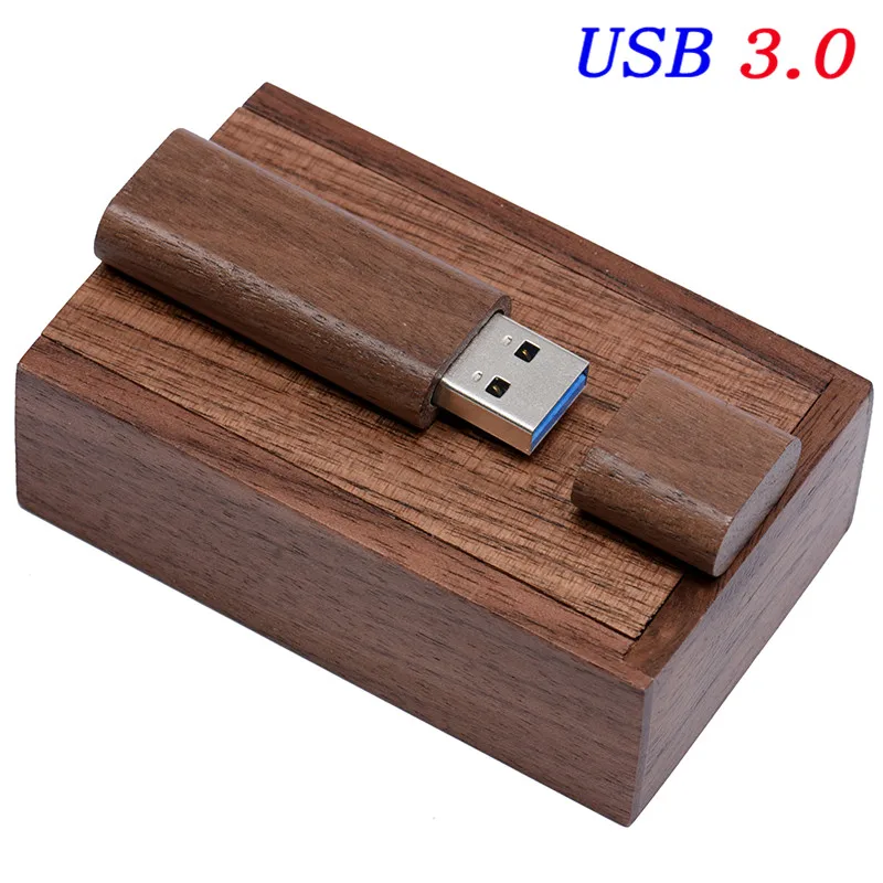 JASTER USB 3,0(более 10 шт. бесплатный логотип) деревянный клен usb с коробкой usb флэш-накопитель карта памяти, Флеш накопитель 8 ГБ 16 ГБ 32 ГБ 64 Гб подарок - Цвет: Walnut