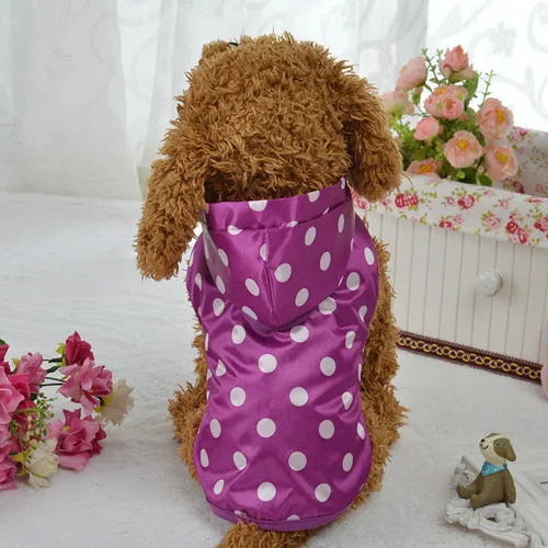 PU Водонепроницаемый в горошек с изображением собаки плащ Портативный Досуг для домашних животных собак толстовки Дождевик куртка для собак, одежда для собак, костюм, наряд, одежда S-XL - Цвет: Purple