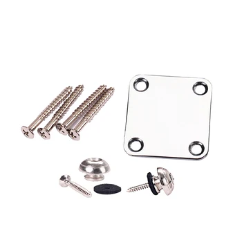 

Chrome Electric Guitar Neck Plate+2pcs Strap Lock Button for Cigar Box Guitar Parts