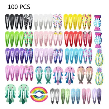 

84/150/100pcs Printing Colour Hair Clips for Little Girls BB Cute Hair Clips Snap Hair Clips Hair Accessories for Children Kids