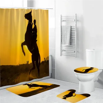 

Custom Horse Waterproof Shower Curtain Doormat Home Bath Bathroom Polyester Fabric Multi Sizes