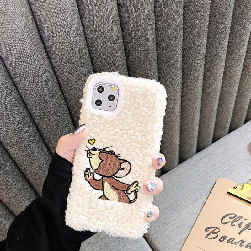 Теплый плюшевый чехол для телефона для Iphone 11 Pro Max милые длинные уши пушистый кролик мягкая ТПУ задняя крышка для Iphone X Xr Xs Max 7 8 Plus - Цвет: beige