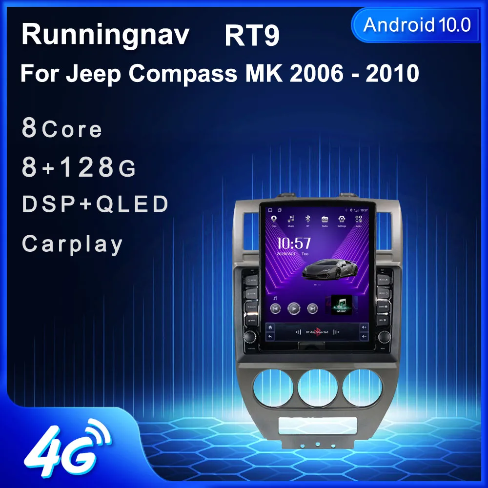 9.7&quot Android 10.1 For Jeep Compass MK 2006 - 2010 Tesla Type Car Radio Multimedia Video Player Navigation GPS RDS no dvd | Автомобили
