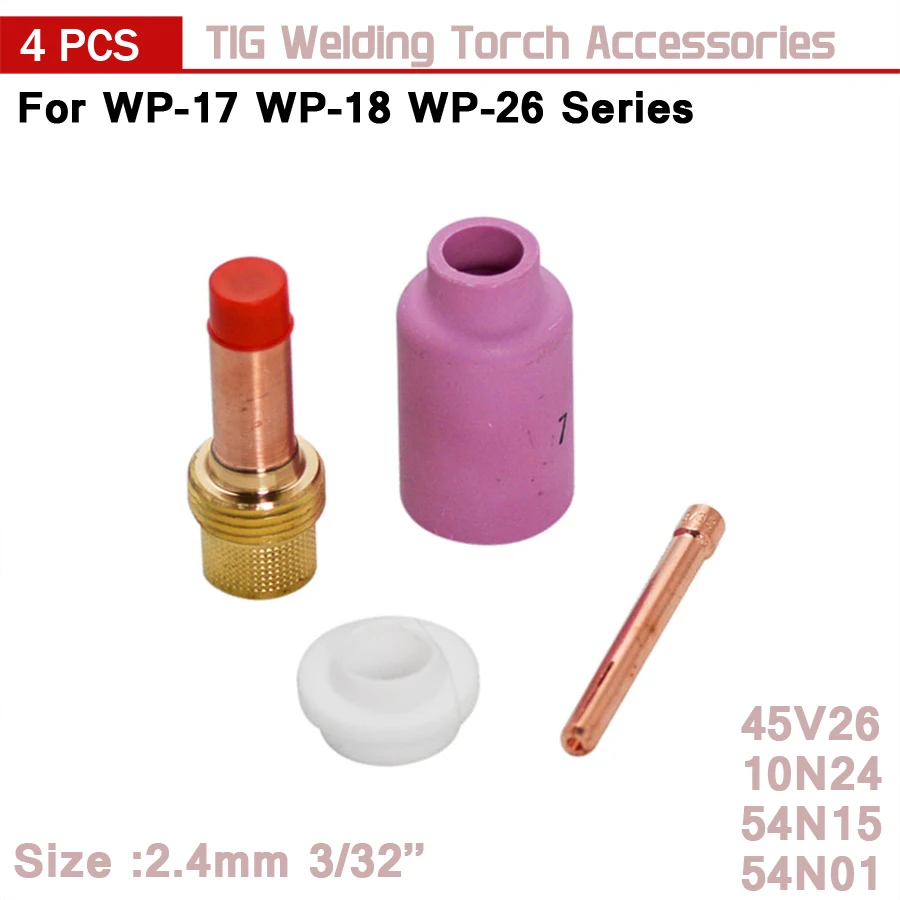 4 Pezzi Lenti Gas Per Saldatura TIG - Kit Per Torcia WP 17/18/26 Con Ugelli Ceramica - Foto 6