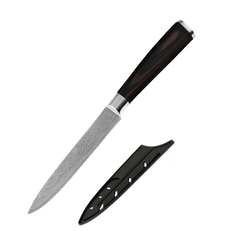 Набор ножей из нержавеющей стали держатель Santoku 8 дюймов ножи шеф-повара с ножками дамасский узор Кухонные гаджеты Инструменты Посуда Ножи - Цвет: 5 inch Utility Knife