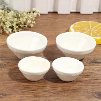 

High Quality 2Pcs Dollhouse Miniature Tableware White Round Rice Bowls Doll House Kitchen Toy New~