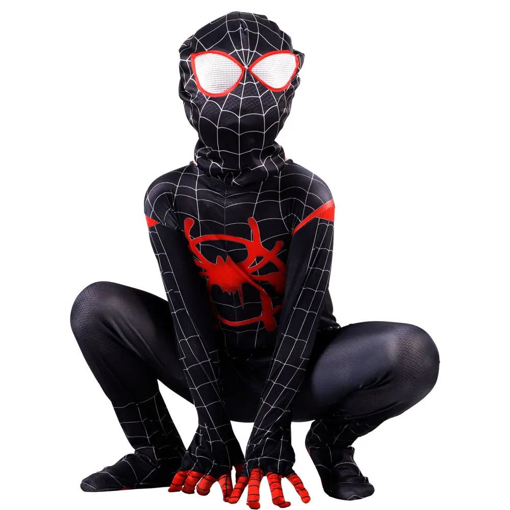 Spider-Man Into the Spider-Verse Miles Morales Cosplay Costume Zentai Spiderman Pattern Bodysuit Suit Jumpsuits | Тематическая