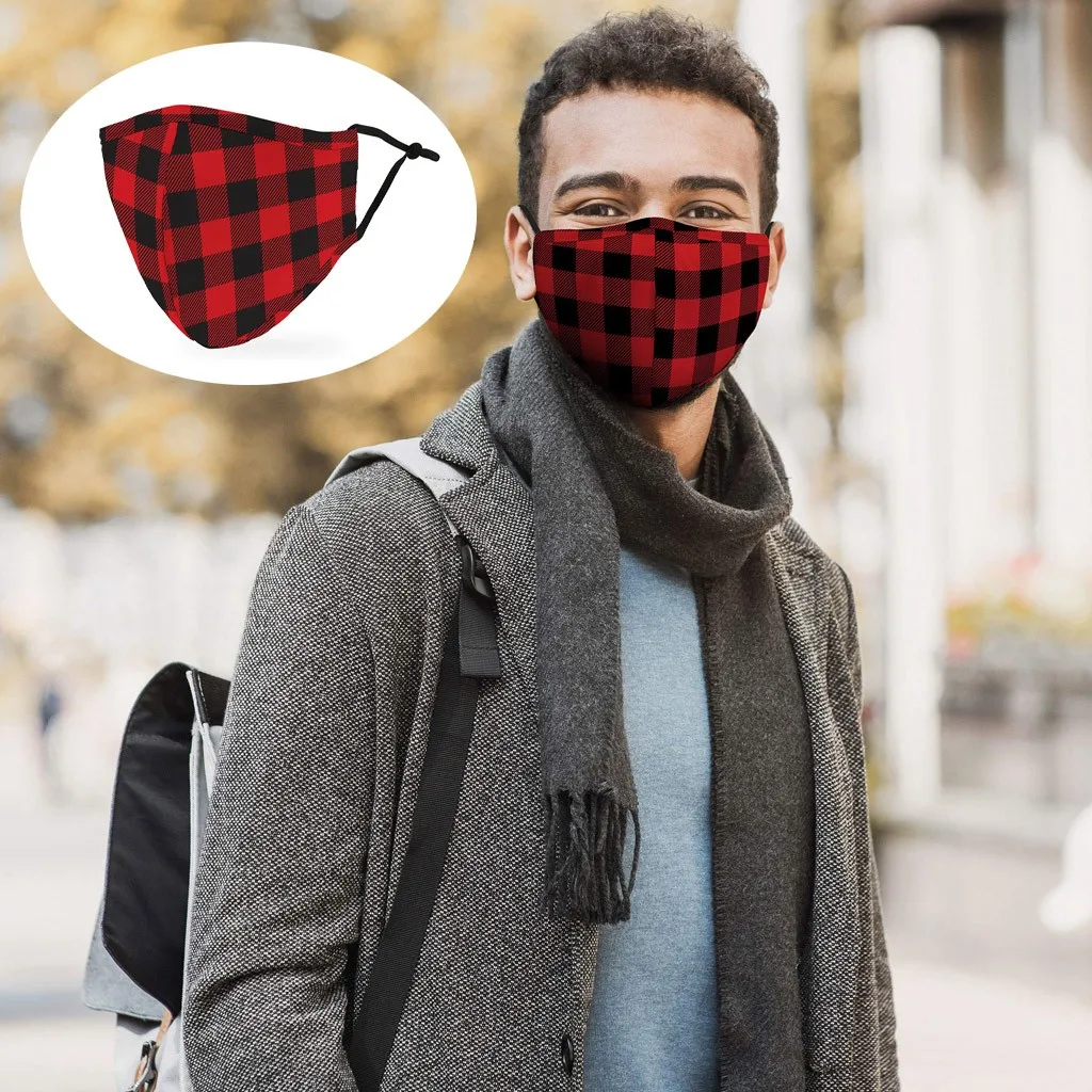 В клетку с принтом маски для лица фильтр активированным углем моющиеся mascarillas