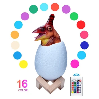 

Creative 3D Dinosaur Egg Night Light Rechargeable Control 16 Colors Change Remote LED Light Gift Smart Home Decor Desk Lamp