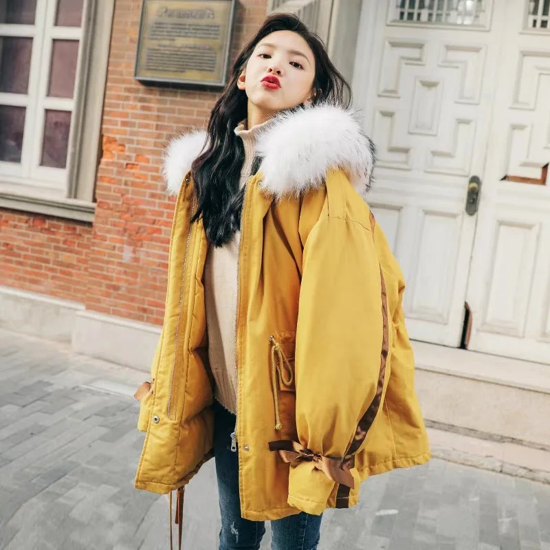 

Down Jacket Cotton-padded Clothes Women's 2019 New Style Winter Coat Korean-style Loose-Fit BF Waist Hugging Cotton-padded Jacke