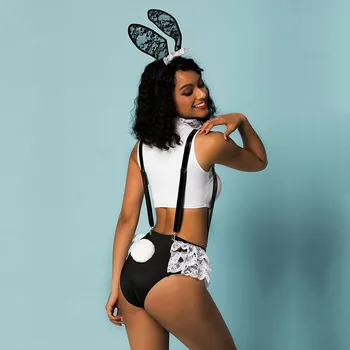 JSY Porno Women's Underwear Sexy Bunny Girl Uniform Cosplay Lingerie Set Hot Erotic Lace Bodysuit For Sex Role Play Pajamas Suit 3