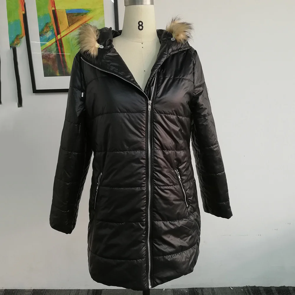 Winter Down Jacket Coat Women Parkas Warmness Cotton Padded Overcoat PU Fashion Basic Coats Black Long Outwear Women's Clothes