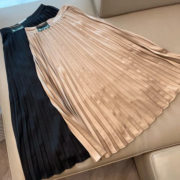 

2020 Available Spring New Arrival Ladies Skirts Organ Pleated Skirt Elegant High Waist 100% cotton Skirt